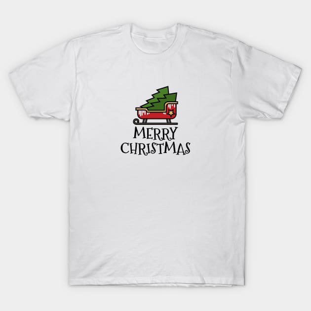 Santa Sleigh Merry Christmas T-Shirt by notami